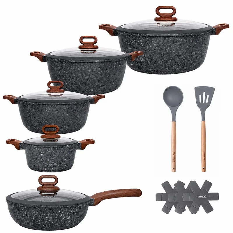 سرویس قابلمه و تابه گرانیتی 15 پارچه دونار مدل Elvora
